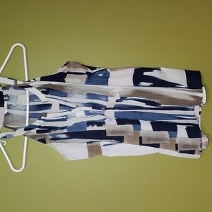 Milano Size Small Navy Blue Gray Pink Block Print Tank Sleeveless Top